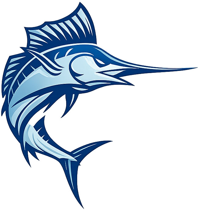 Stylized blue marlin logo with clean geometric lines and gradient shading at Blue Coast Asian Cuisine, a Asian restaurant in Davenport
